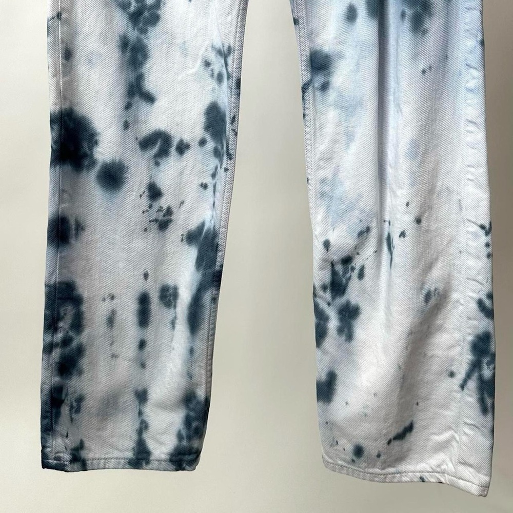 LEE X H&M BLEACH TIE DYE DENIM BLUE DYED High Rise Straight Leg JEANS Size-31/32 - Picture 3 of 9